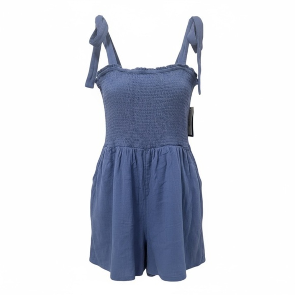 Old Navy Indigo Blue Romper with Bow Straps Size M AS